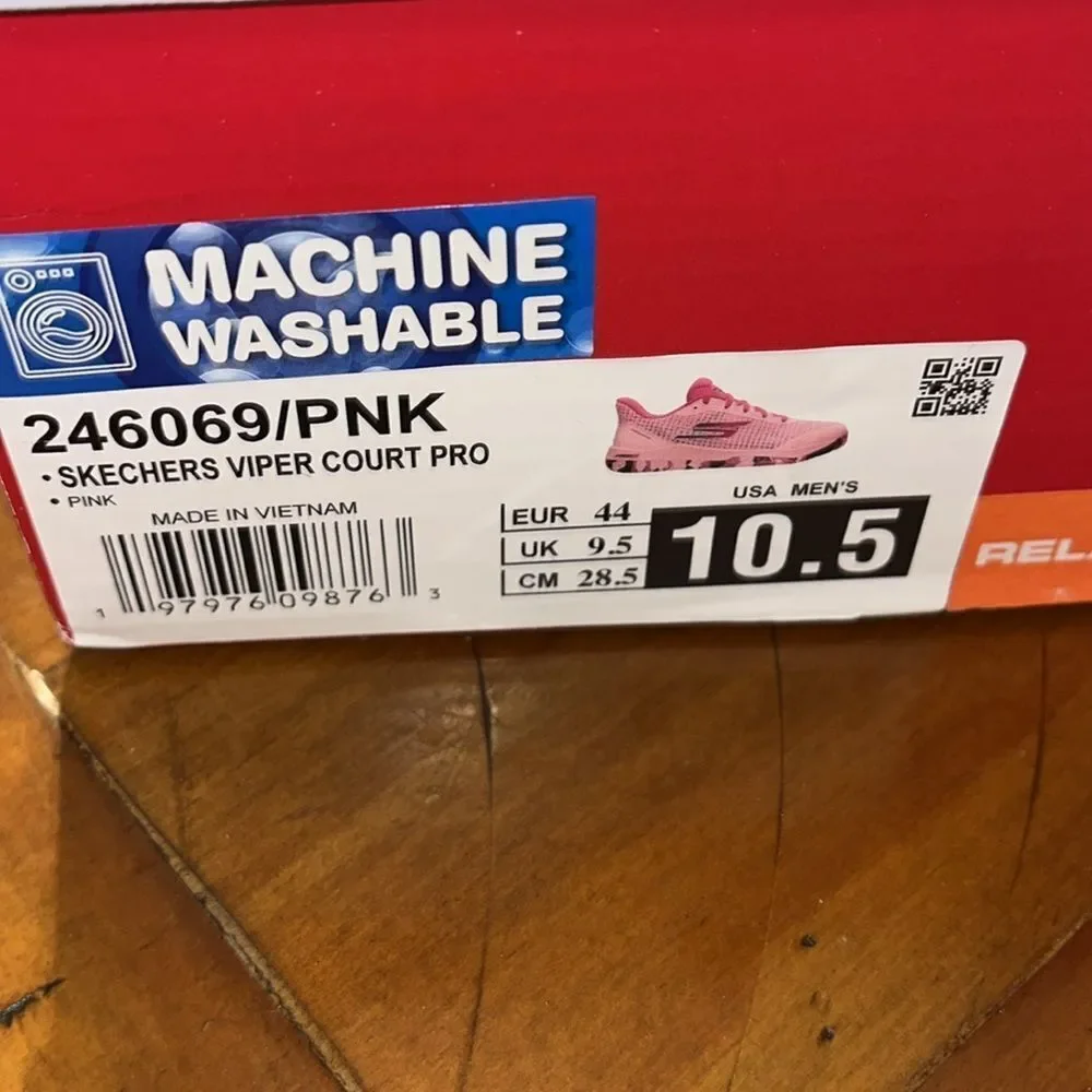 New Mens Skechers Viper Court Pro 10 1/2 10.5 Breast Cancer Pickleball Shoes NWT